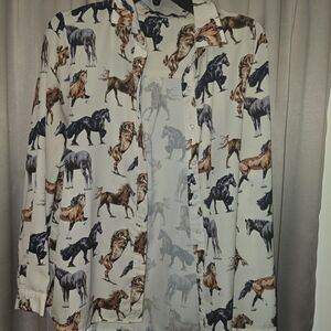 Equestrian Print Women's Blouse